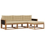 vidaXL Set de canapele de exterior cu pernă 4 pcs Natural și Bej 3382456