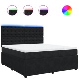 Cumpara ieftin Pat box spring cu saltea, negru, 180x200 cm, catifea