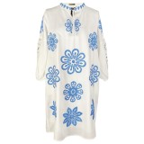 Rochie traditionala dama R24, alb crystal/albastru , marimea M