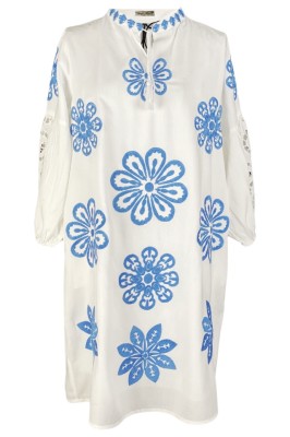 Rochie traditionala dama R24, alb crystal/albastru , marimea S foto