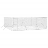 Padoc de exterior pentru caini argintiu 6x6x2 m otel galvanizat GartenMobel Dekor, vidaXL