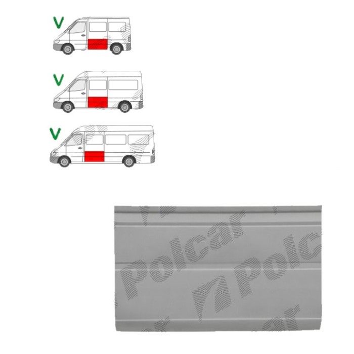 Panou reparatie lateral Mercedes Sprinter, 1995-2007 VW LT II 05.96-12.2005 Partea Stanga, Lateral, cu segmente , inaltime 660 mm,