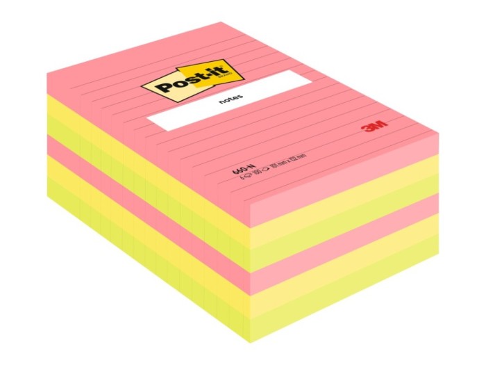 Notes adeziv 102 x 152 mm 100 file neon liniate Post-it 3M
