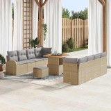 Cumpara ieftin Set de canapele pentru grădină cu pernă 11 pcs Bej Rattan poli