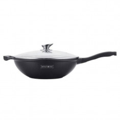 RL-BW28ML ROYALTY LINE Tigaie Wok cu capac, cu interior marmorat, diametru 28 cm, 3.7 L foto