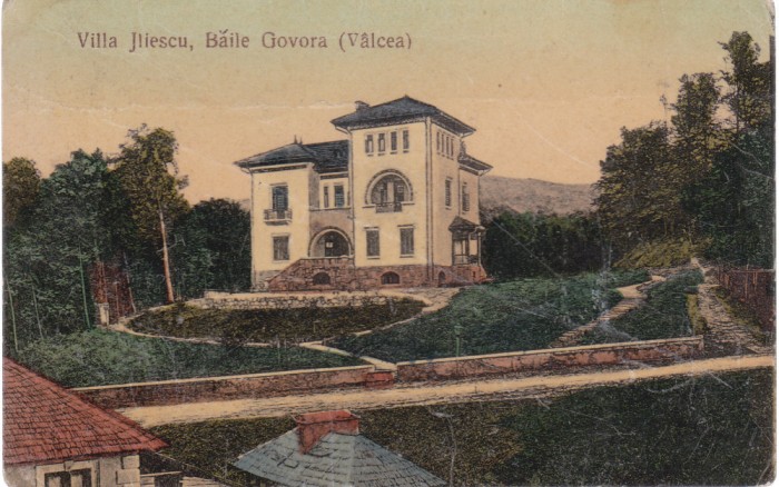 AMS % - VILA JLIESCU, BAILE GOVORA (VALCEA) 1909, goarna postala, CIRCULATA