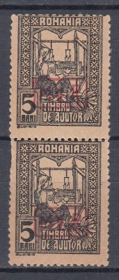 ROMANIA 1917/1918 TIMBRE DE AJUTOR SUPRATIPAR M.V.I.R.IN CHENAR PERECHE foto