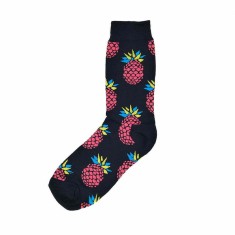 Sosete lungi haioase, Onore, negru, bumbac, 39-46 EUR, model fructe ananas foto