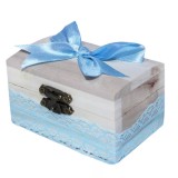 Cumpara ieftin Cutiuta Cufar Din Lemn Pentru Prima Suvita a Bebelusului, Baby Blue cu Dantela - CPS07