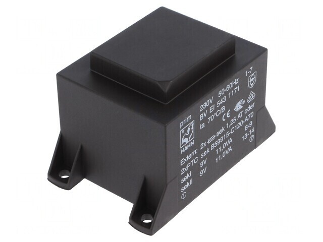 Transformator &Icirc;ncapsulat 22VA 230VAC 9V 9V PCB