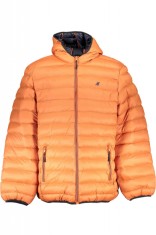 Jacheta barbati big size cu gluga si logo brodat portocaliu deschis, 6XL