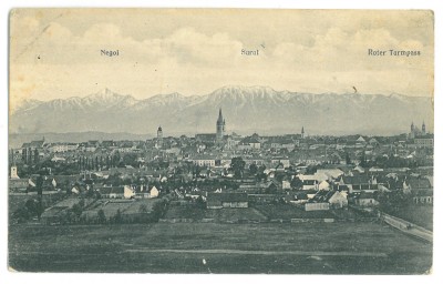 2594 - SIBIU, Panorama, Romania - old postcard, CENSOR - used - 1917 foto