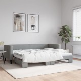Cumpara ieftin Pat de zi cu extensie, gri deschis, 80x200 cm, textil