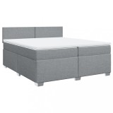 Cumpara ieftin Pat box spring cu saltea, gri deschis, 200x200 cm, textil