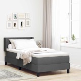 VidaXL Pat boxspring cu saltea cu saltea Gri &icirc;nchis 90 x 200 cm