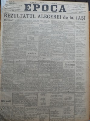 Ziarul Epoca, 18 Decembrie 1899 ; Rezultatul alegerilor de la Iasi foto