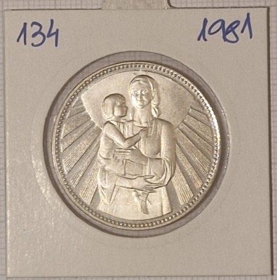 Bulgaria, 25 Leva 1981, KM#134, argint, Mother and Child foto