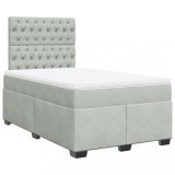 Cumpara ieftin Pat continental cu saltea, gri deschis, 120x200 cm, catifea