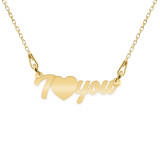 I Love You - Colier personalizat argint 925 placat cu aur galben 24K, Bijubox