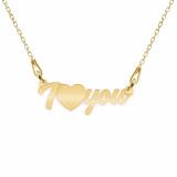 I Love You - Colier personalizat argint 925 placat cu aur galben 24K