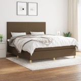vidaXL Pat continental cu saltea maro &icirc;nchis 180x200cm material textil