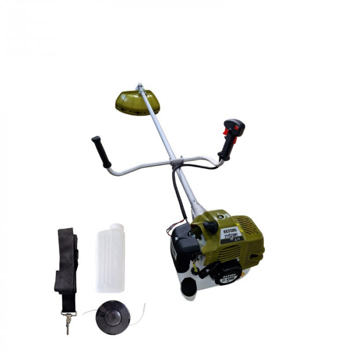 Motocoasa pe benzina Eltos 4.7 CP, 5500 W, motor 2 timpi, Verde