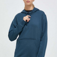 adidas Originals bluza femei, culoarea turcoaz, cu glugă, cu imprimeu