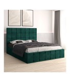 Pat Tapitat Verde Ven03 + Saltea Lux Ortopedica 160x200 cm Catifea