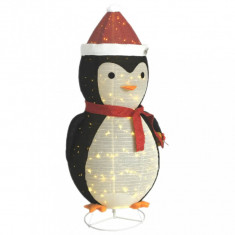 Figurină pinguin decorativă Crăciun, LED, 180 cm, țesătură lux