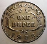 J.298 SEYCHELLES COLONIE BRITANICA ELIZABETH II 1 ONE RUPEE RUPIE 1972
