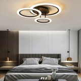 Cumpara ieftin Lustra LED 72W, 3 cercuri, maro, telecomanda, aplicatie telefon, lumina/rece/calda/neutra, intensitate reglabila