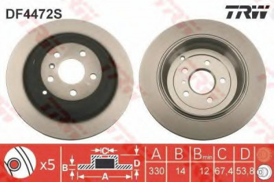 Disc frana MERCEDES R-CLASS (W251, V251) (2006 - 2016) TRW DF4472S foto