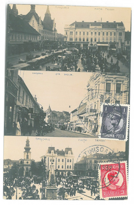 4084 - TIMISOARA, Market, Romania - old postcard, real PHOTO - used - 1932 - TCV