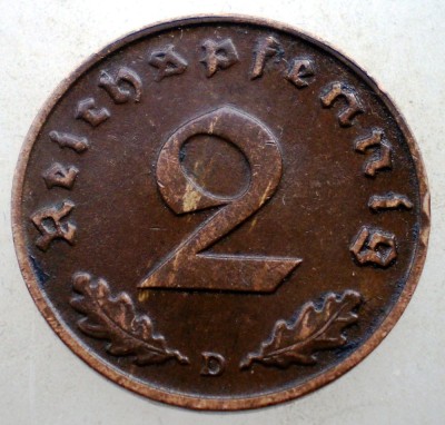 2.831 GERMANIA 2 REICHSPFENNIG 1938 D foto
