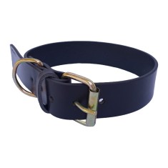Zgarda pentru caini, piele naturala neagra 70 x 4 cm, ajustabila 49-60 cm