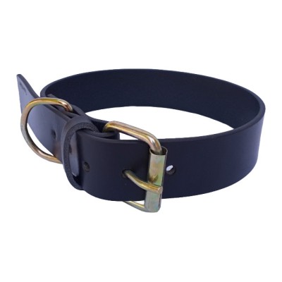 Zgarda pentru caini, piele naturala neagra 70 x 4 cm, ajustabila 49-60 cm foto