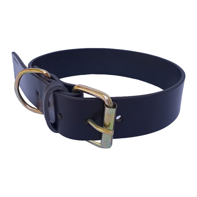 Zgarda pentru caini, piele naturala neagra 70 x 4 cm, ajustabila 49-60 cm