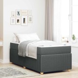 VidaXL Cadru de pat cu saltea Gri &icirc;nchis 100 x 200 cm țesătură