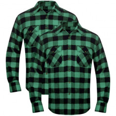 Cama?a de lucru/flanela barba?i, tartan verde-negru, XL, 2 buc. foto