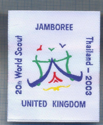 AX 1260 EMBLEMA CERCETASI- JAMBOREE 20TH WORLD SCOUT -UK -PENTRU COLECTIONARI foto