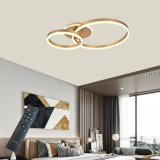 Lustra Led Moderna Cu Inele Aurii, Telecomanda , 2X61W, Lumina Reglabila 3000&ndash;6500K