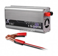 Invertor Auto 12V la 220V 1500W Cabluri Clesti TBE foto