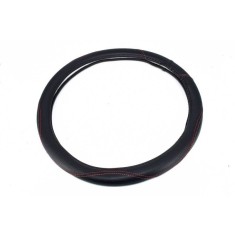 Husa volan imitatie piele negru cusatura rosie marime M