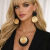 Set bijuterii dama, colier si cercei eleganti, auriu si negru, cadou Noblesse