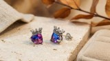 Cumpara ieftin Cercei Argint 925 Coroana cu Inima Mystical Topaz , Eleganta Regala si Stralucire in Nuante Vibrante