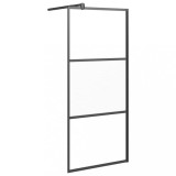 Cumpara ieftin Cabina dus walk-in 90x195cm sticla ESG semi-mata negru profil aluminiu reglabil bara sustinere