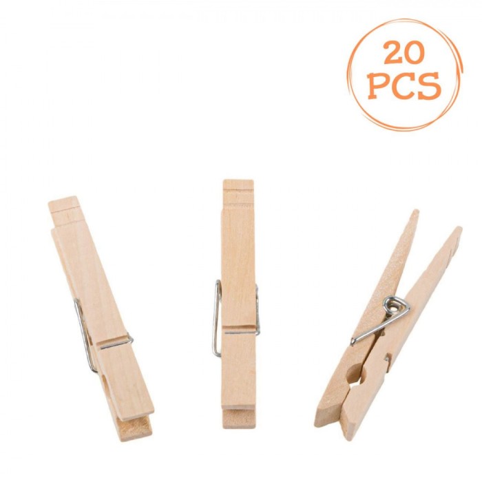 C&acirc;rlige Rufe Lemn, Set 20 Bucăți, Lungime 8.5 cm, Culoare Naturală