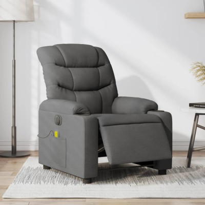 vidaXL Fotoliu electric de masaj rabatabil, gri &amp;icirc;nchis, textil foto