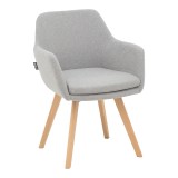 Cumpara ieftin Fotoliu Safira tesatura Gri cu picior din lemn, Natural, 57x58x84 cm