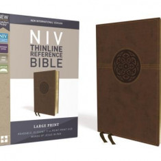 NIV, Thinline Reference Bible, Large Print, Imitation Leather, Brown, Red Letter Edition, Comfort Print